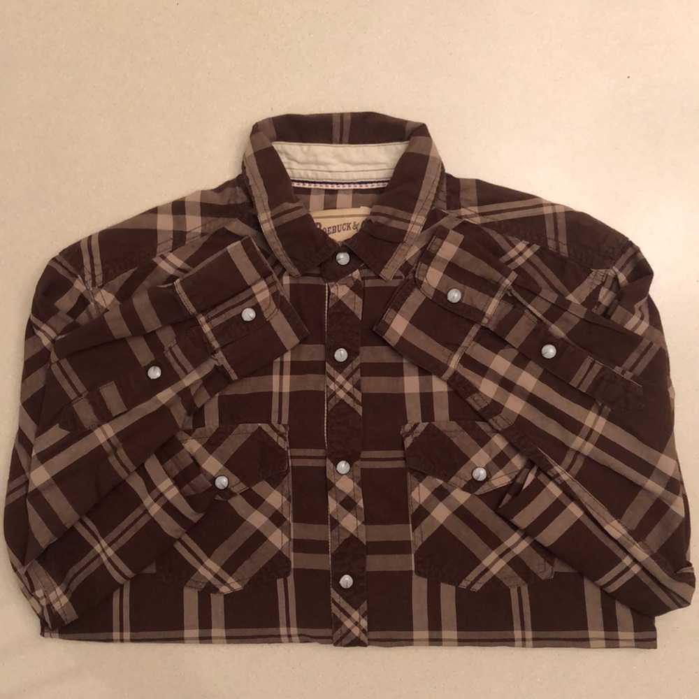Brown Plaid Button Down Shirt
